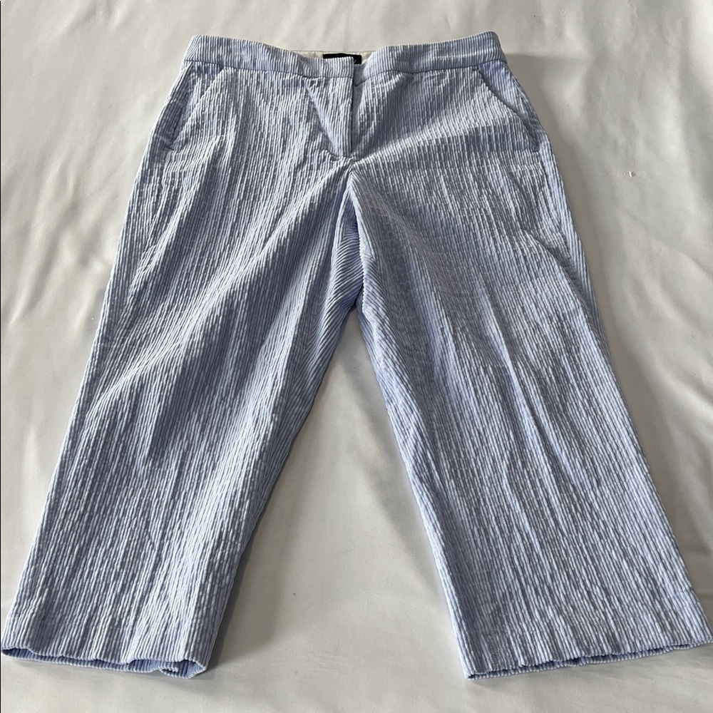 J Crew Collection Baby Blue Italian Corduroy Straight Leg Crop “Kate” Pants